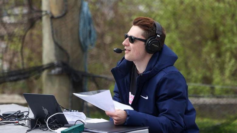 hunter strafaci on air for Brandywine's baseball team